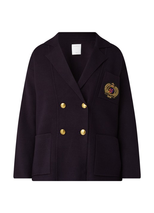 Double-breasted vest met blazer look - voorkant 3 donkerblauw
