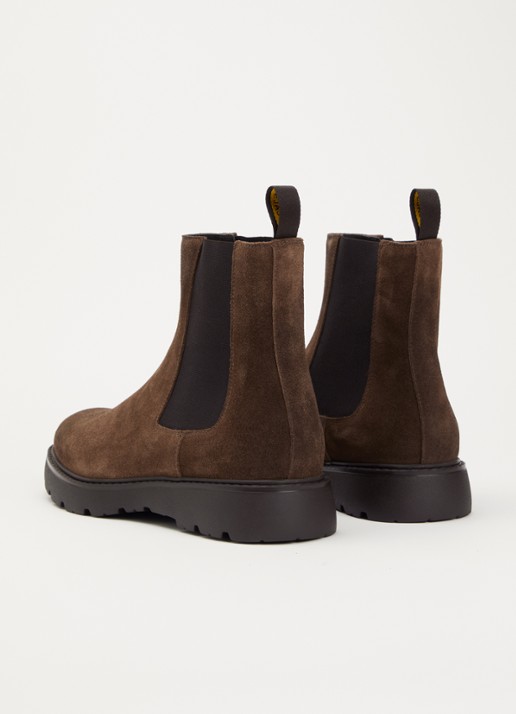 Doucal's Beatles chelsea boot van suède - achterkant donkerbruin