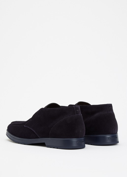 Doucal's Chukka Adler Elast Visone slip-on van kalfssuède - achterkant 4 donkerblauw