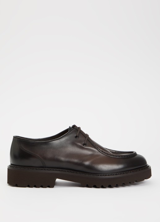Doucal's Veterschoen van leer - voorkant 5 donkerbruin