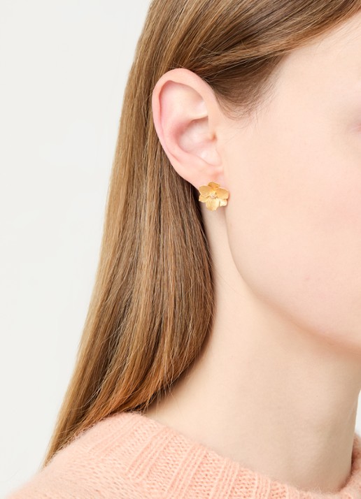 DPT Antwerp Jasmine Small diamanten oorknopjes verguld - voorkant 2 goud