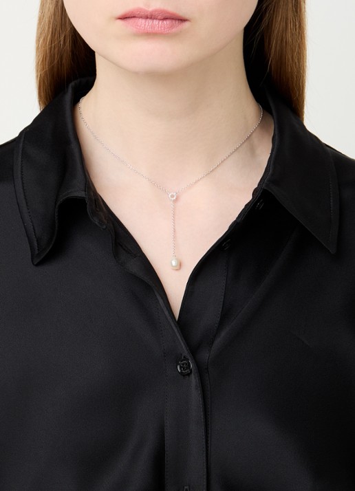 DPT Antwerp Lucy diamanten ketting van zilver - voorkant 2 zilver