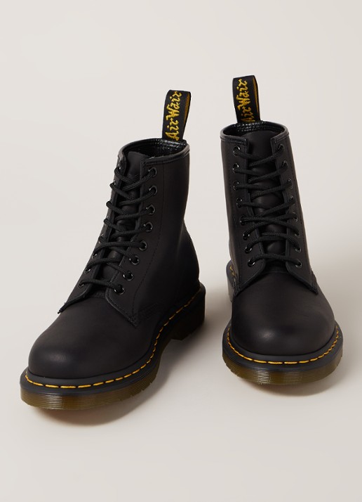 Dr. Martens 1460 Greasy biker boot van leer - detail 3 zwart