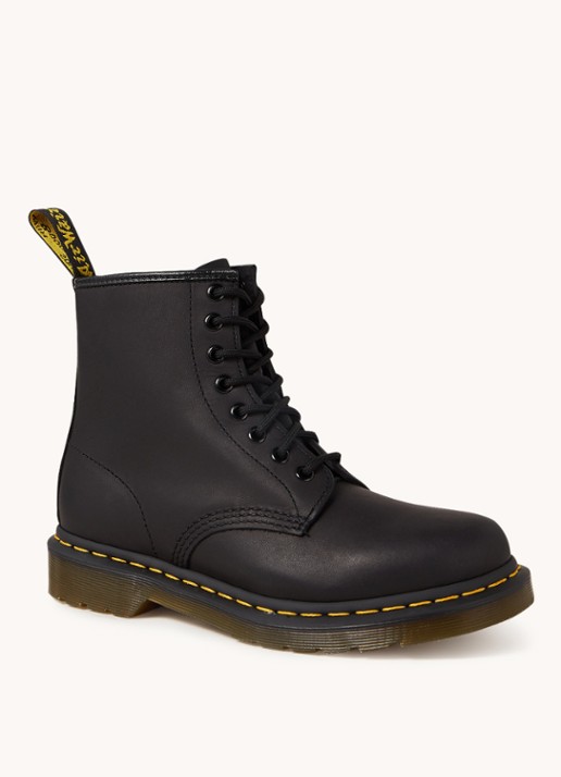 Dr. Martens 1460 Greasy biker boot van leer - voorkant 6 zwart