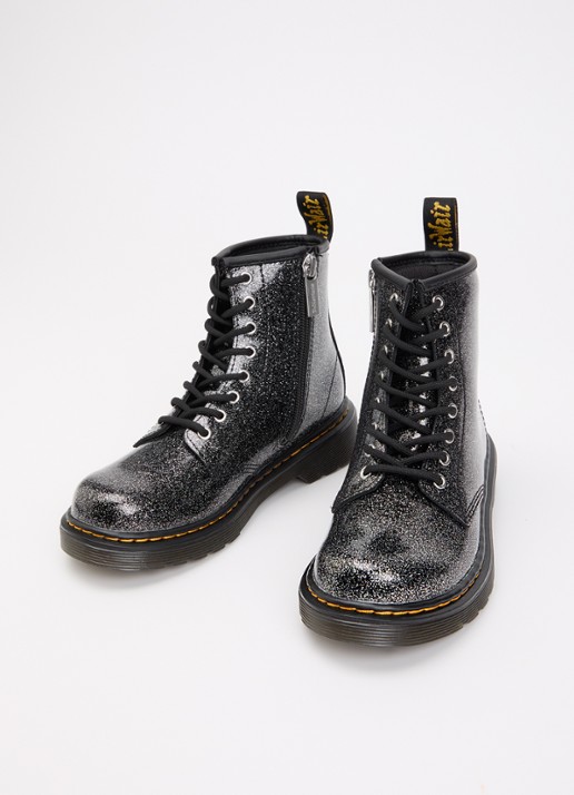 Dr. Martens 1460 Junior veterboot met glitter - voorkant 2 antraciet
