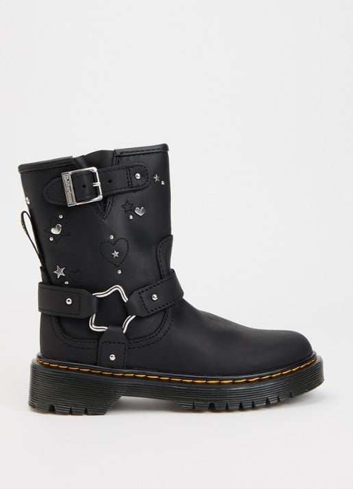 Dr. Martens Ganaya biker boot van leer met studs en doorgestikte details