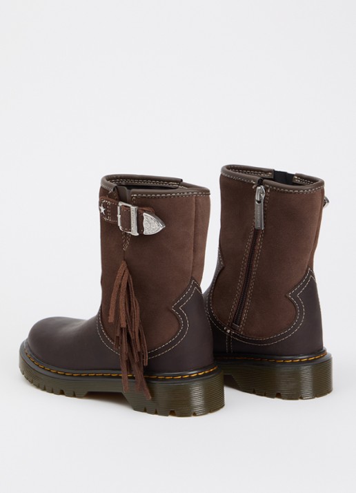 Dr. Martens Genaya laars van leer met details van suède - achterkant donkerbruin