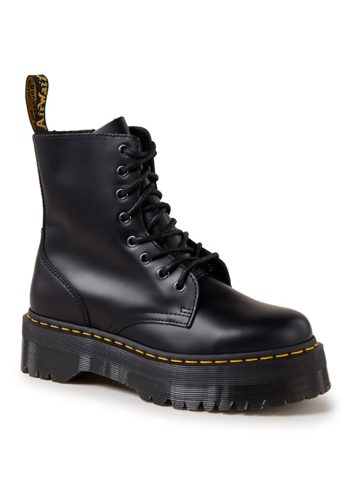 Dr. Martens Jadon biker boot van leer - voorkant 5 zwart