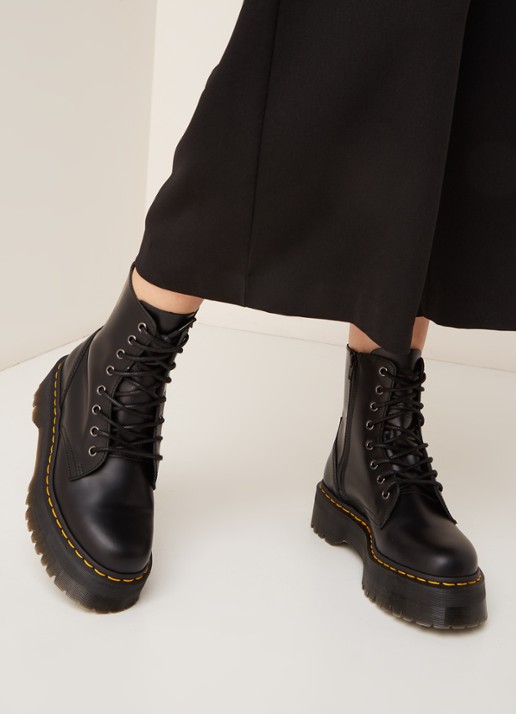 Dr. Martens Jadon biker boot van leer - voorkant 6 zwart