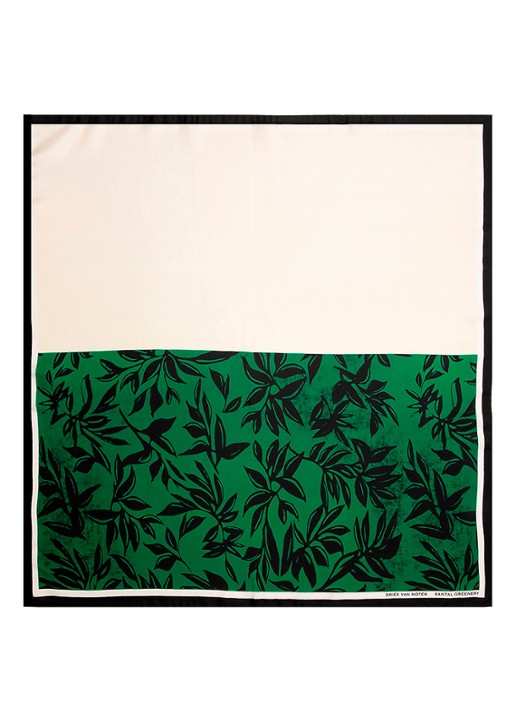 Dries Van Noten Foulard Santal Greenery - zijden sjaal 75 x75 cm - voorkant 2 santal greenery
