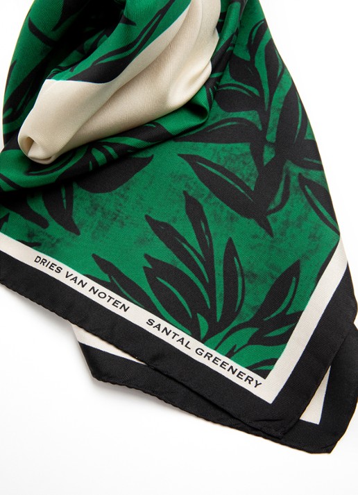 Dries Van Noten Foulard Santal Greenery - zijden sjaal 75 x75 cm - voorkant 3 santal greenery