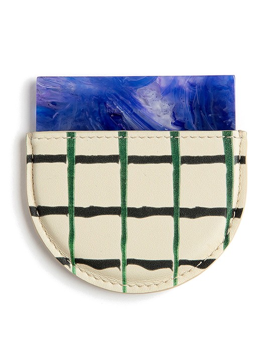 Dries Van Noten Mirror Blue - zakspiegel met kalfsleren etui