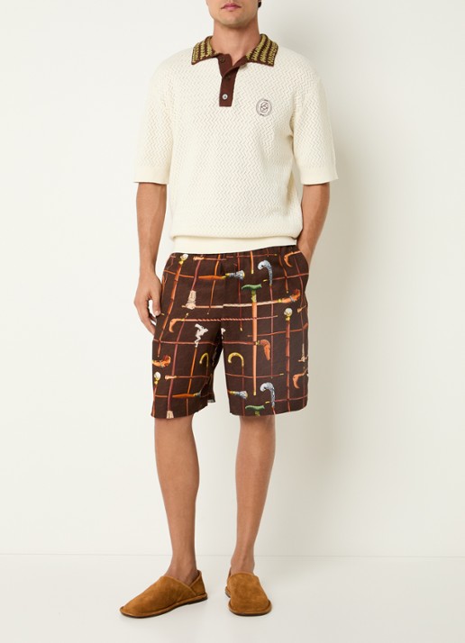 Drôle de Monsieur Cannes korte broek met print - voorkant 2 bruin