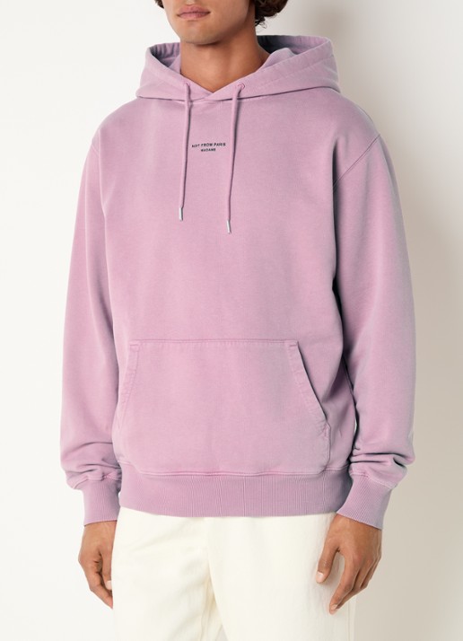 Drôle de Monsieur Classic Slogan hoodie met logo - detail oudroze