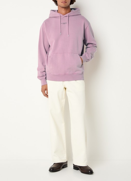 Drôle de Monsieur Classic Slogan hoodie met logo - voorkant 5 oudroze
