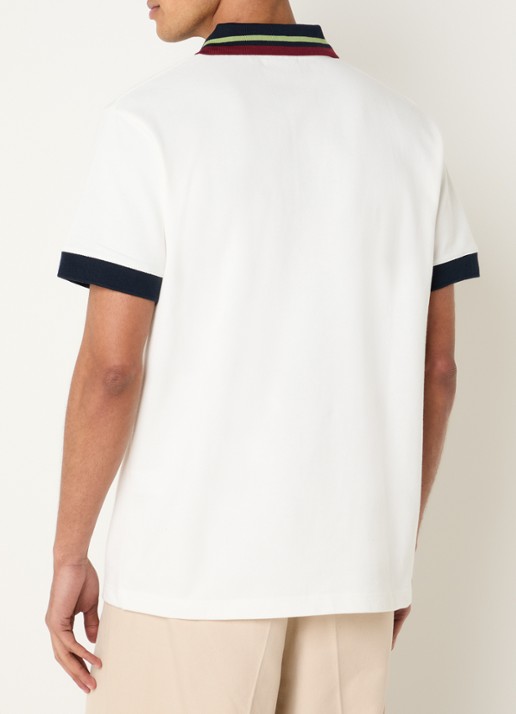 Drôle de Monsieur D-Mirror regular fit polo van piqué katoen - achterkant 4 ivoor
