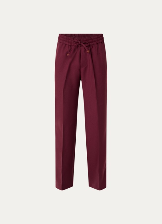 Drôle de Monsieur Loose fit broek met persplooi en steekzakken - voorkant 4 bordeauxrood