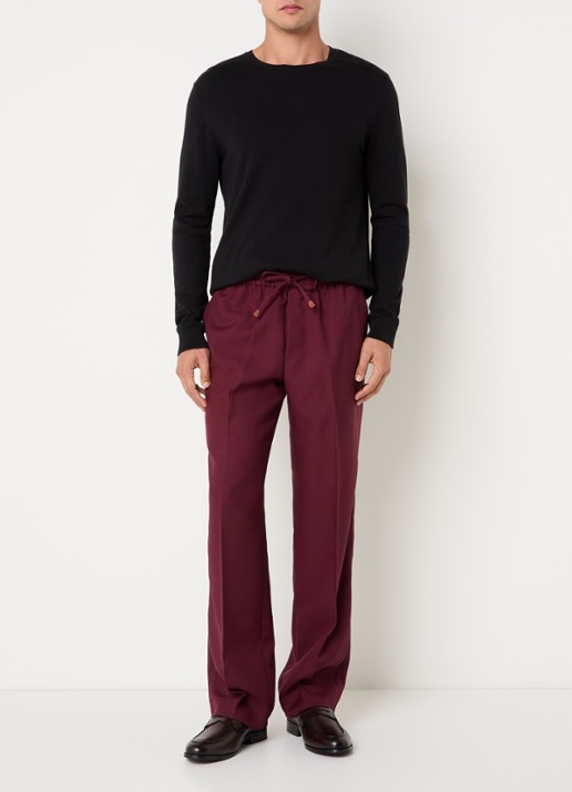 Drôle de Monsieur Loose fit broek met persplooi en steekzakken - voorkant 5 bordeauxrood