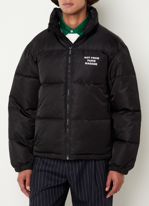Drôle de Monsieur Puffer jack met logo en steekzakken