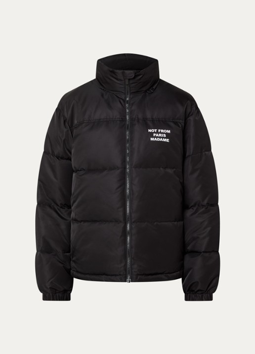 Drôle de Monsieur Puffer jack met logo en steekzakken - voorkant zwart