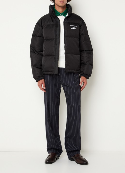 Drôle de Monsieur Puffer jack met logo en steekzakken - voorkant 2 zwart