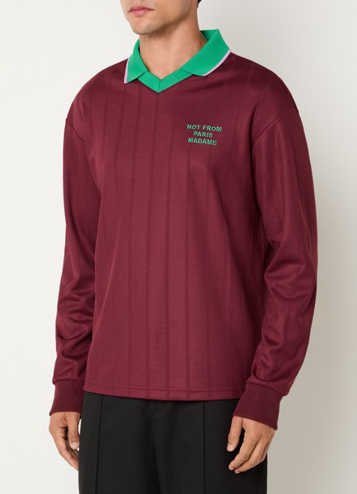 Drôle de Monsieur Regular fit polo met front- en backprint - achterkant bordeauxrood
