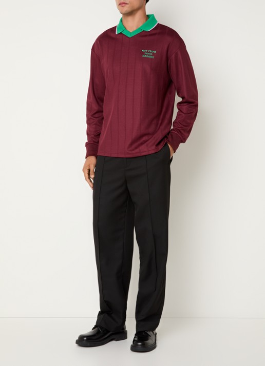 Drôle de Monsieur Regular fit polo met front- en backprint - voorkant 3 bordeauxrood