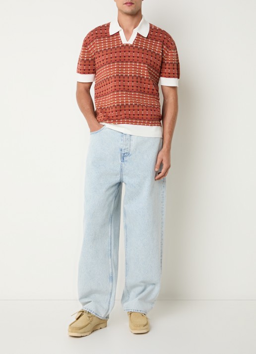 Drôle de Monsieur Regular fit polo met stretch - voorkant 4 roodbruin