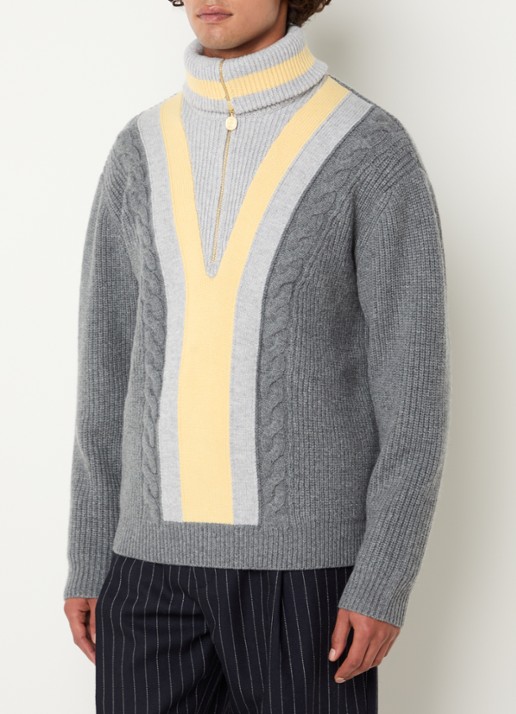 Drôle de Monsieur Ribgebreide pullover in kasjmierblend met halve rits