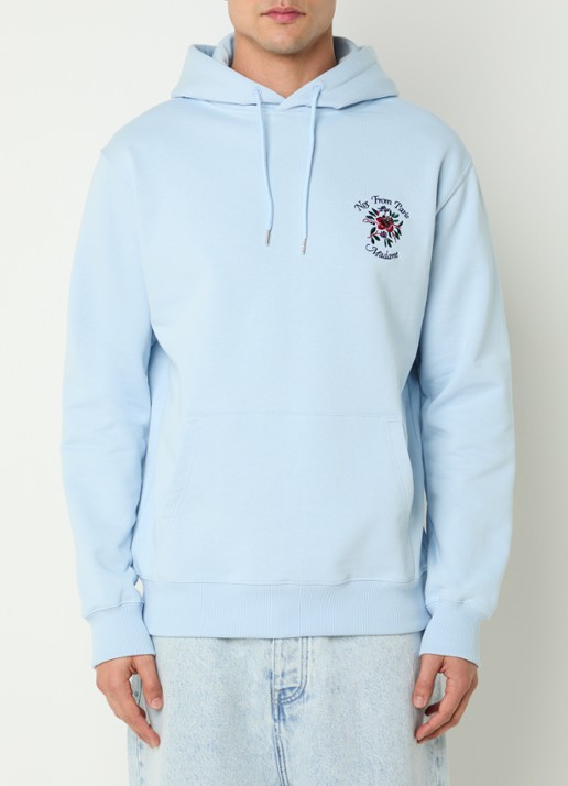Drôle de Monsieur Slogan Rose hoodie met logoborduring - achterkant 5 lichtblauw