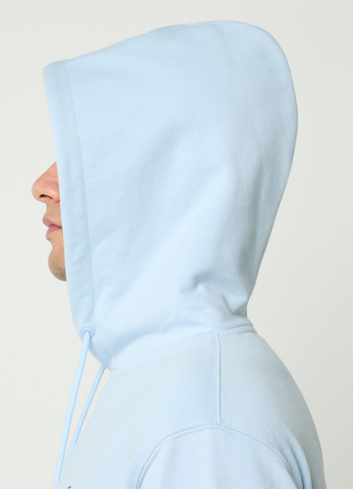 Drôle de Monsieur Slogan Rose hoodie met logoborduring - detail 4 lichtblauw