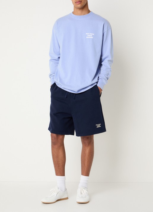 Drôle de Monsieur Slogan wide fit korte joggingbroek met steekzakken - voorkant 2 donkerblauw