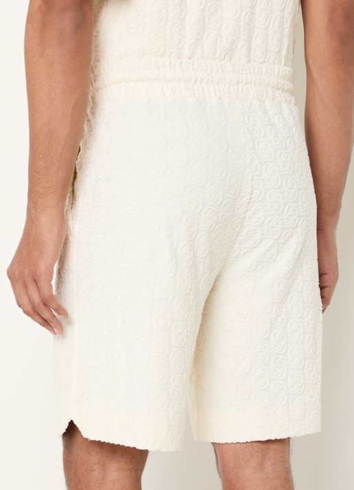 Drôle de Monsieur Straight fit korte broek met structuur en steekzakken - achterkant gebroken wit