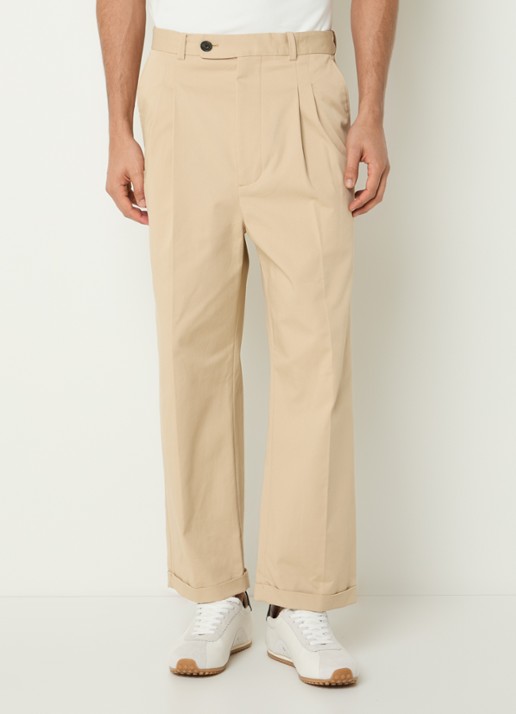 Drôle de Monsieur Straight fit pantalon met steekzakken - detail beige