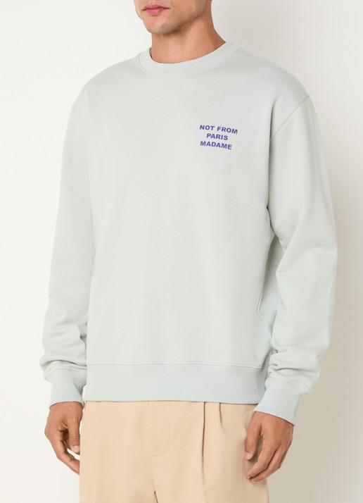 Drôle de Monsieur Sweater met front- en backprint - achterkant 2 lichtgroen