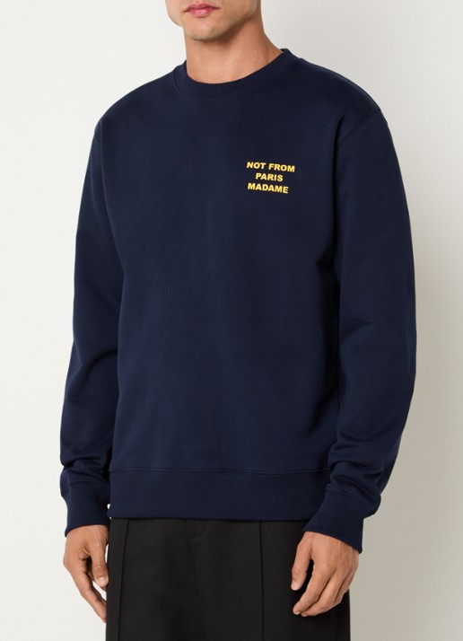Drôle de Monsieur Sweater met front- en backprint - achterkant 4 donkerblauw