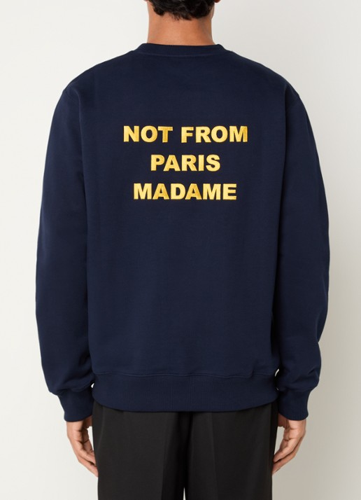 Drôle de Monsieur Sweater met front- en backprint - detail 3 donkerblauw