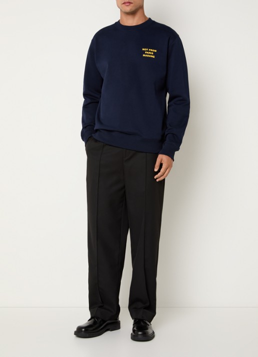 Drôle de Monsieur Sweater met front- en backprint - voorkant 2 donkerblauw