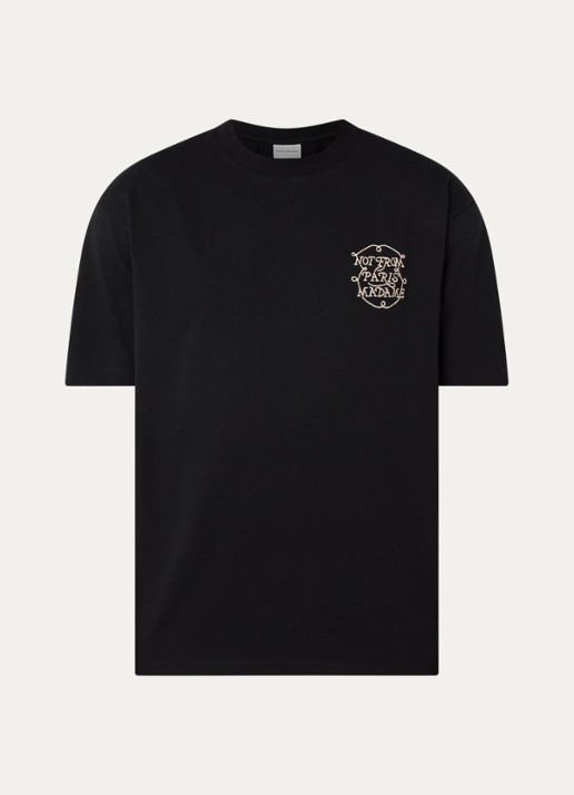 Drôle de Monsieur T-shirt met borduring - voorkant 2 zwart
