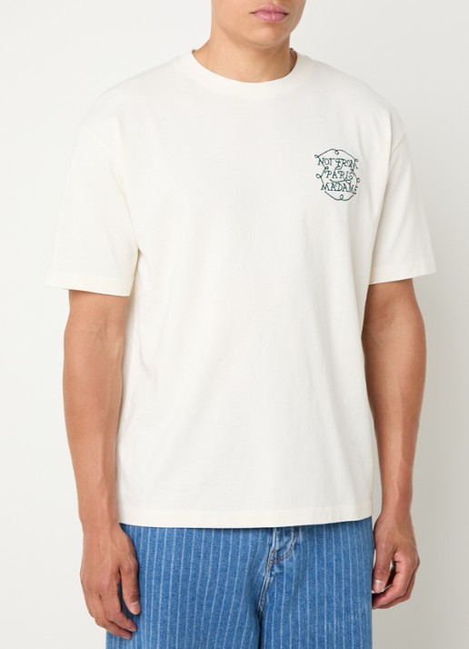 Drôle de Monsieur T-shirt met borduring - achterkant 3 gebroken wit