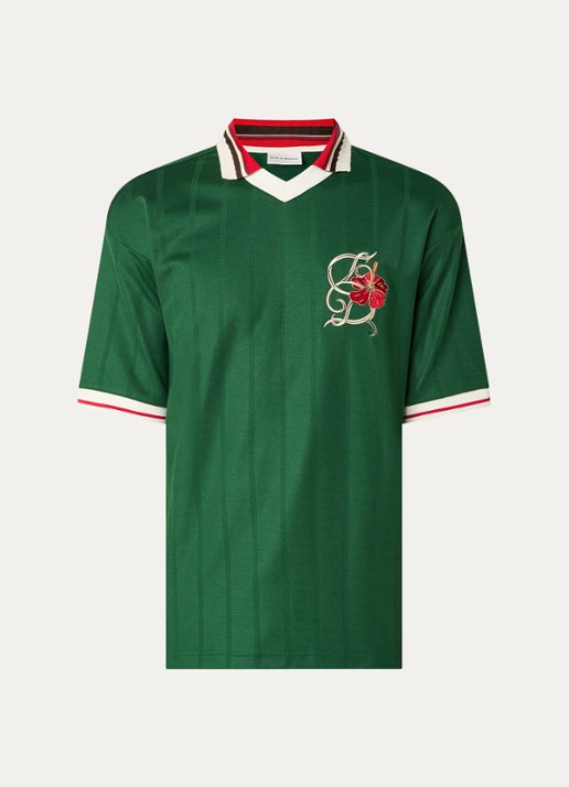 Drôle de Monsieur T-shirt met borduring - voorkant 2 donkergroen