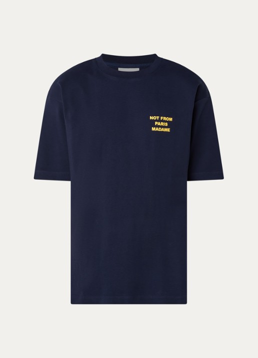 Drôle de Monsieur T-shirt met front- en backprint - voorkant 3 donkerblauw