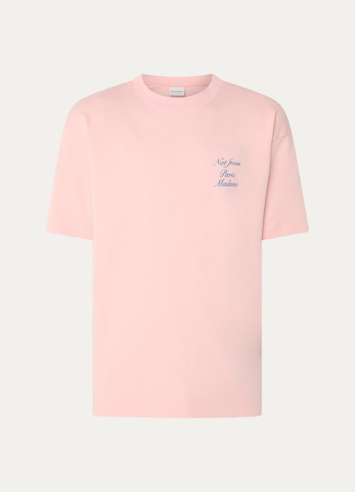Drôle de Monsieur T-shirt met logo- en backprint - voorkant 3 lichtroze