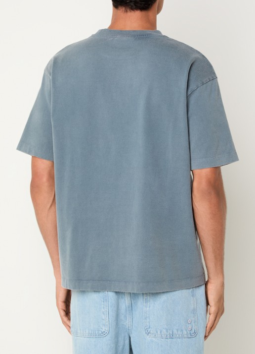 Drôle de Monsieur T-shirt met logo - achterkant 3 staalblauw