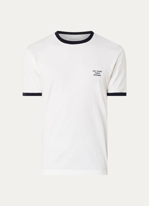 Drôle de Monsieur T-shirt met logoprint - voorkant 3 wit