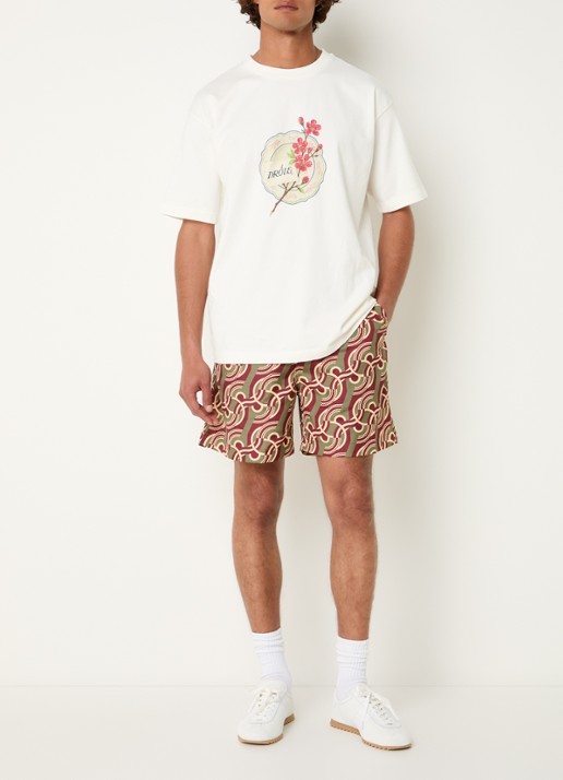Drôle de Monsieur T-shirt met logoprint - voorkant 3 gebroken wit