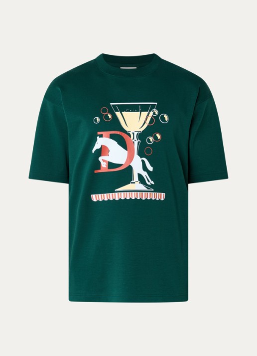 Drôle de Monsieur T-shirt met print - voorkant 2 donkergroen