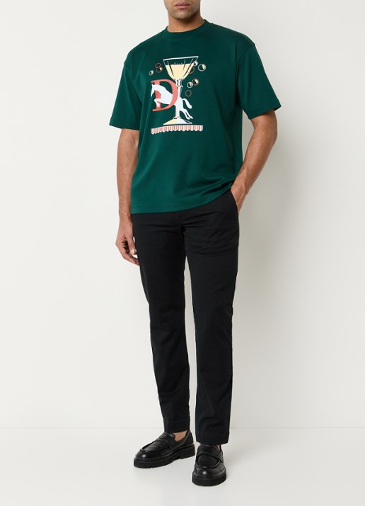 Drôle de Monsieur T-shirt met print - voorkant 3 donkergroen