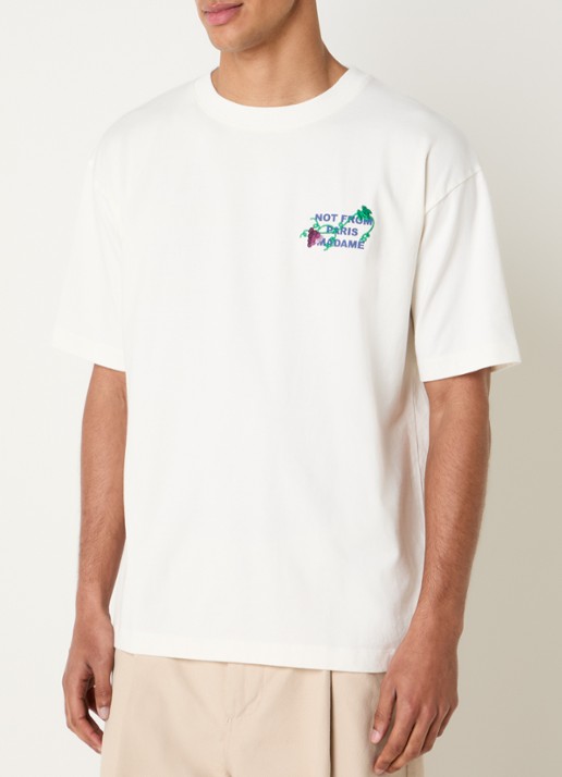 Drôle de Monsieur Vine T-shirt borduring - achterkant 4 ivoor