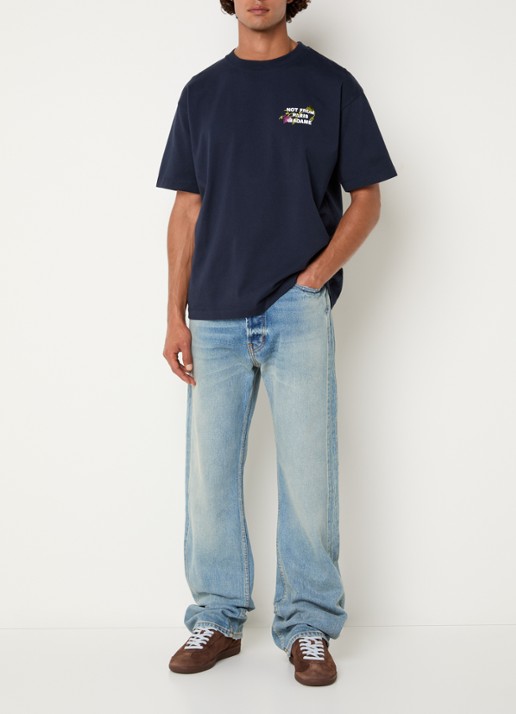 Drôle de Monsieur Vine T-shirt borduring - voorkant 2 donkerblauw